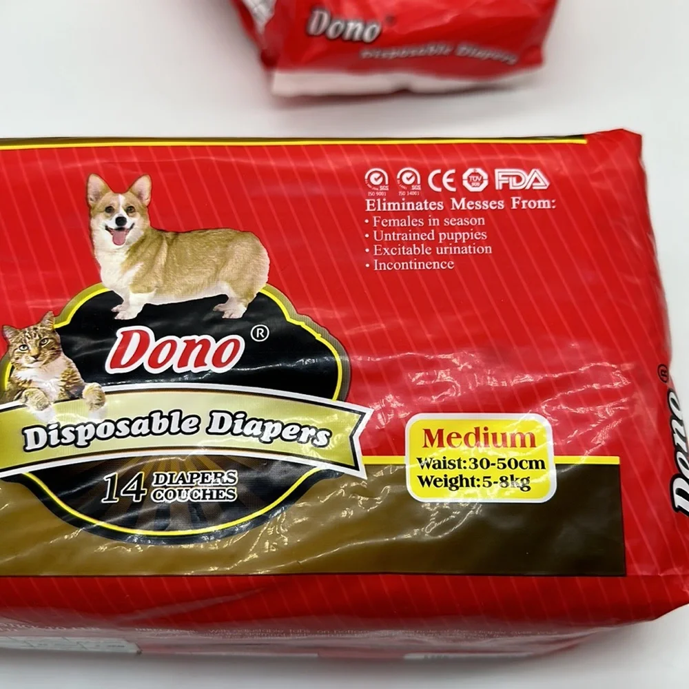 Pet Disposable Diapers Dono-Color Pink Print-Size Medium Total of 58 Diapers